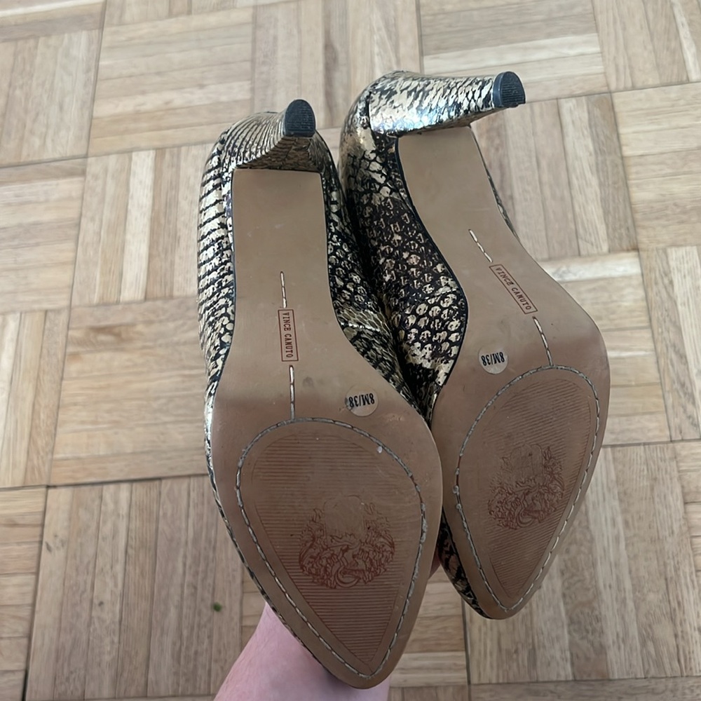 Vince Camuto Gold Arched Textured Pumps - Picture 3 of 3